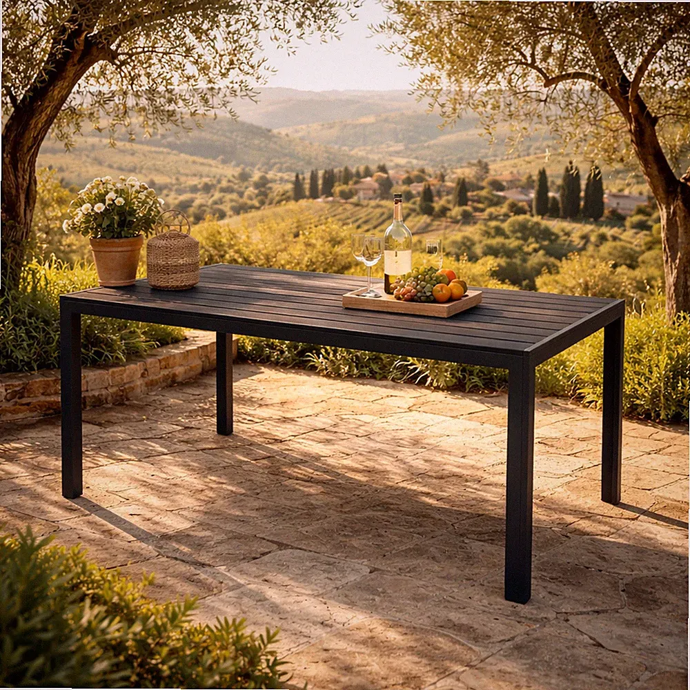 Gartentisch Aluminium Non-Wood anthrazit/schwarz Gartenmöbel Esstisch 125 x 70cm