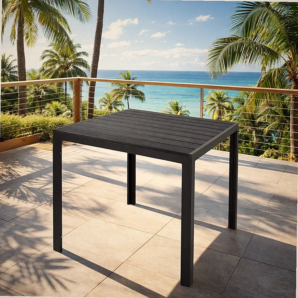 Gartentisch Aluminium Non-Wood anthrazit/schwarz Gartenmöbel Esstisch 80x80cm