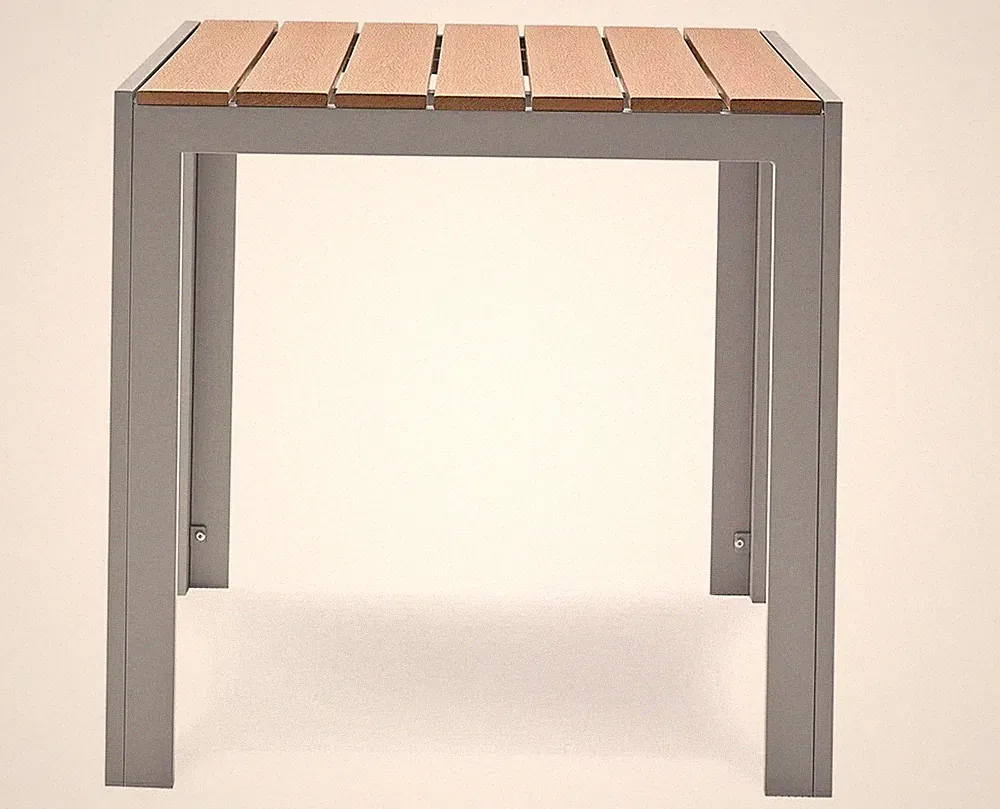 Gartentisch - Aluminium / Non-Wood Teak-Optik - 75x75x74cm
