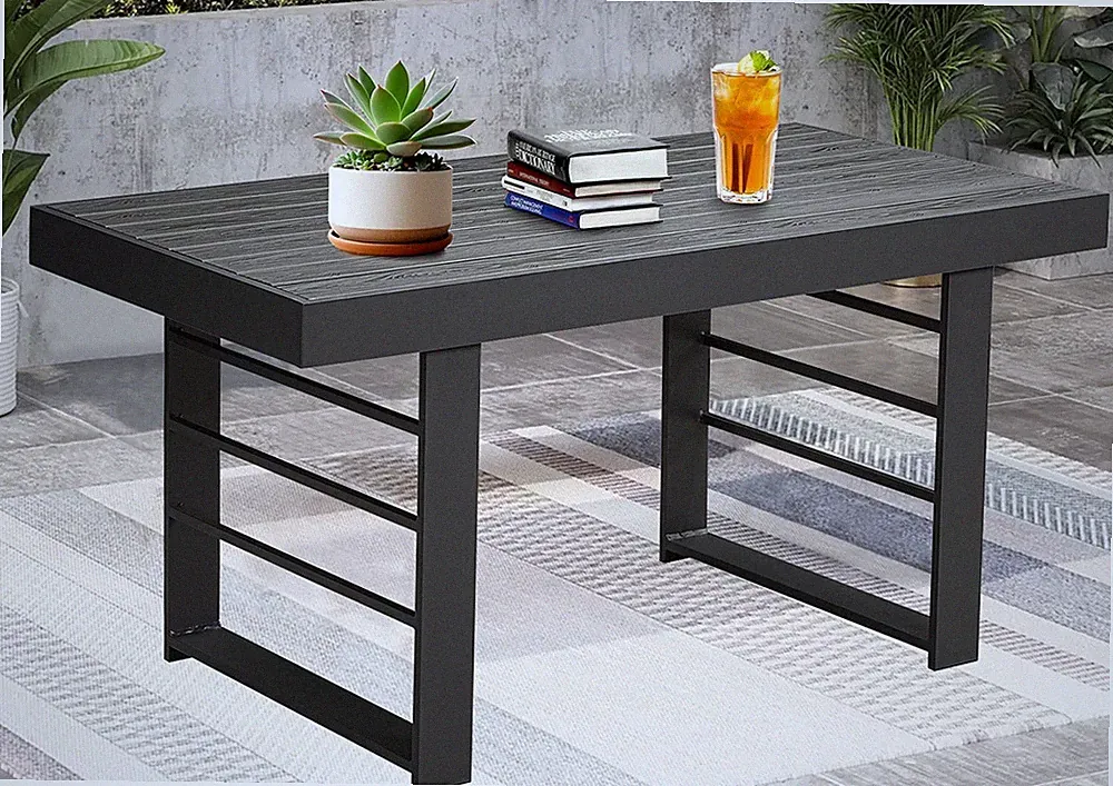 Gartentisch Aluminium Polywood Beistelltisch wetterfest Gartenmöbel Esstisch