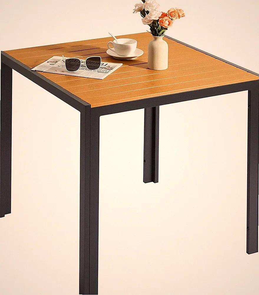 Gartentisch Aluminium WPC 75x75cm Teakbraun Balkontisch Terrasse Outdoor