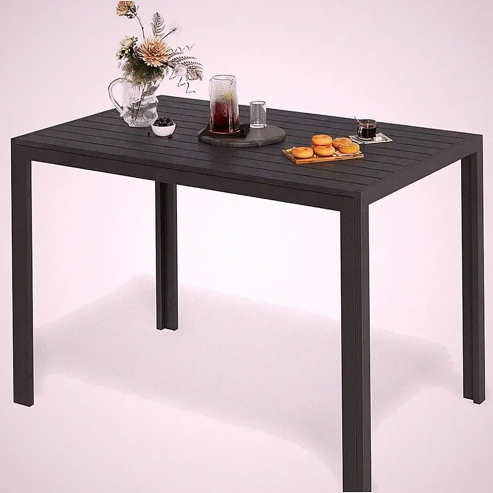 Gartentisch Aluminium WPC wetterfest robust rechteckig Balkon Esstisch outdoor