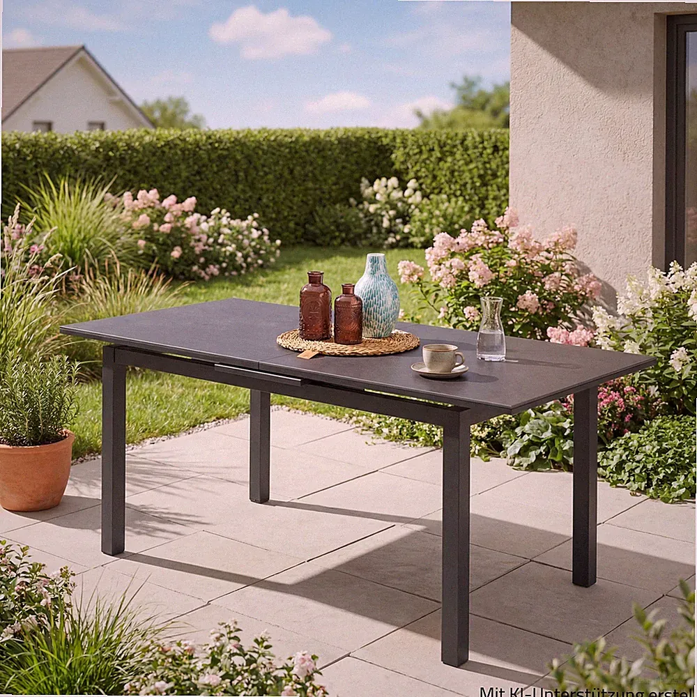 Gartentisch - anthrazit - ausziehbar - 130-160 cm