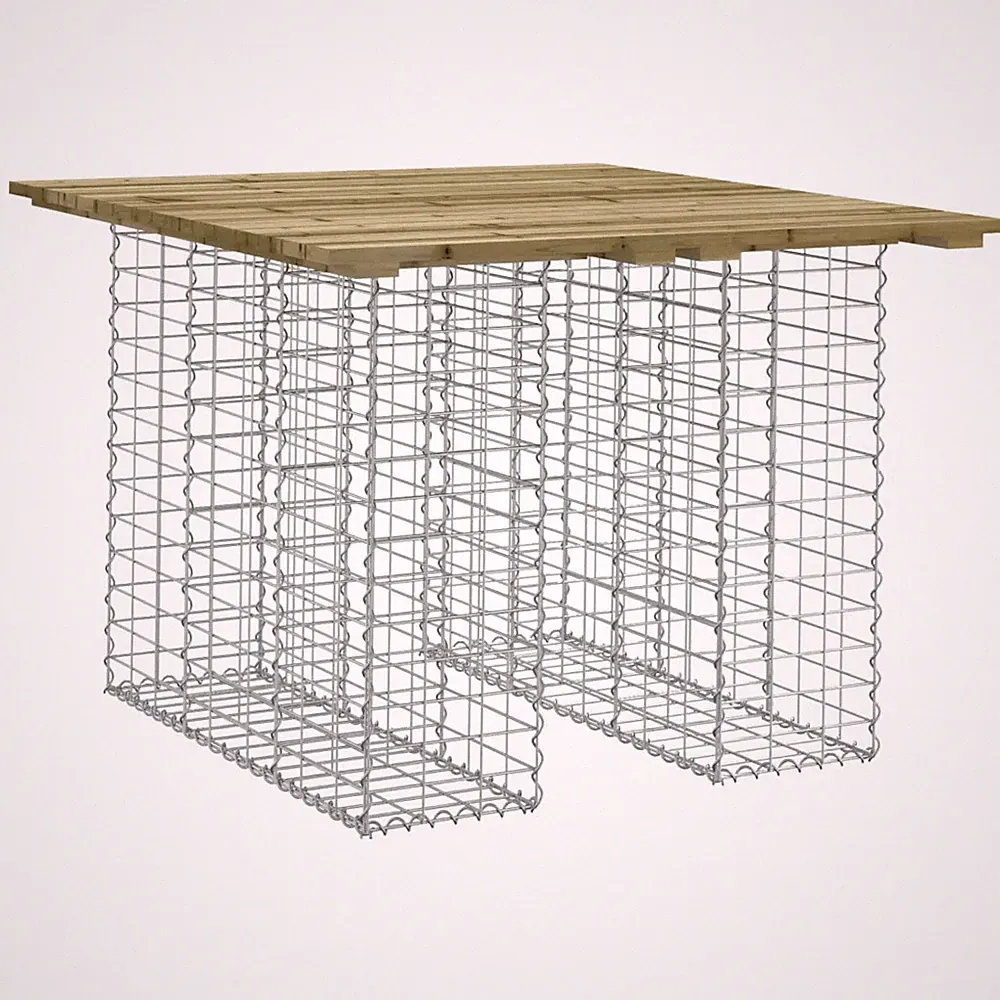 Gartentisch aus Gabionen 100x102x72 cm Kiefernholz Imprägniert