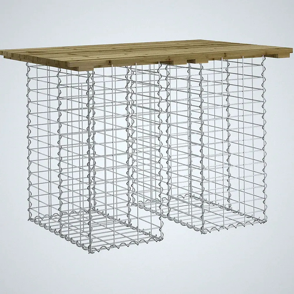 Gartentisch aus Gabionen 100x70x72 cm Kiefernholz Imprägniert