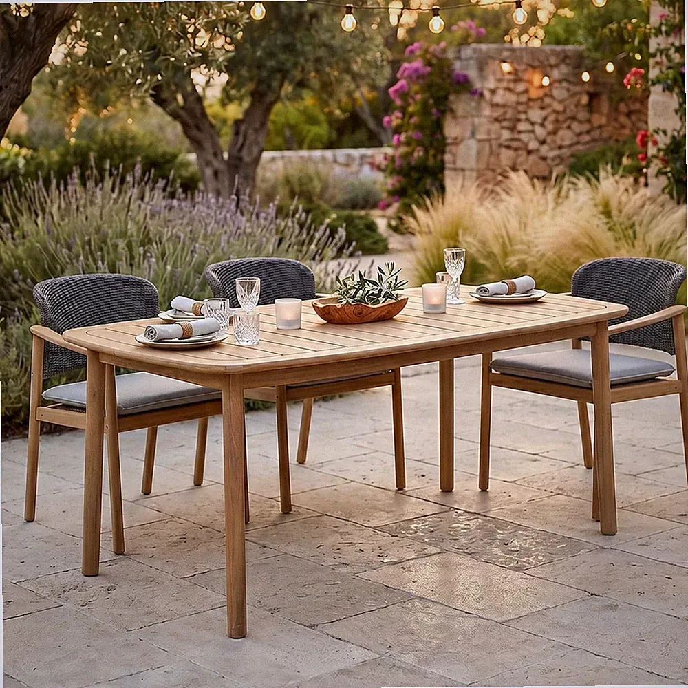 Gartentisch aus massivem Akazienholz 180 x 95 cm Natur