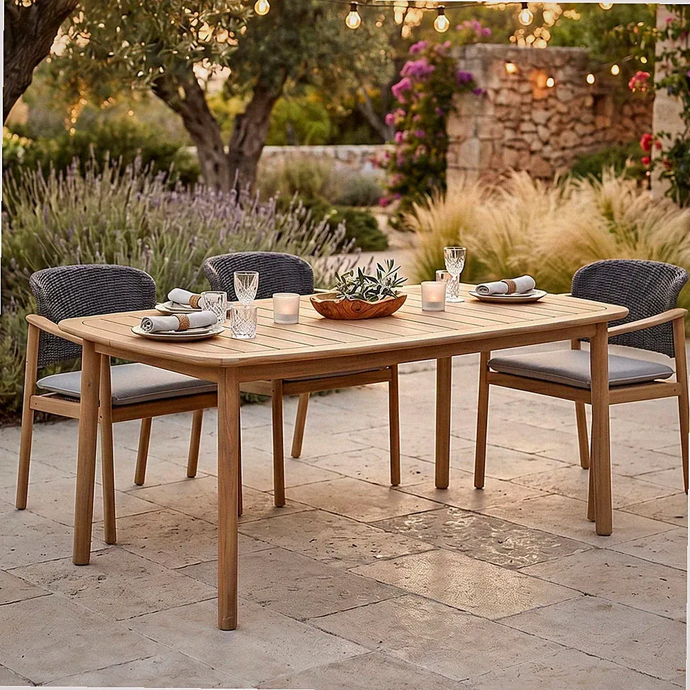 Gartentisch aus massivem Akazienholz 180 x 95 cm Natur
