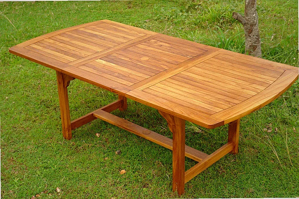 Gartentisch aus massivem Teakholz, ausziehbar, elegant, Vollolz, Schirmloch