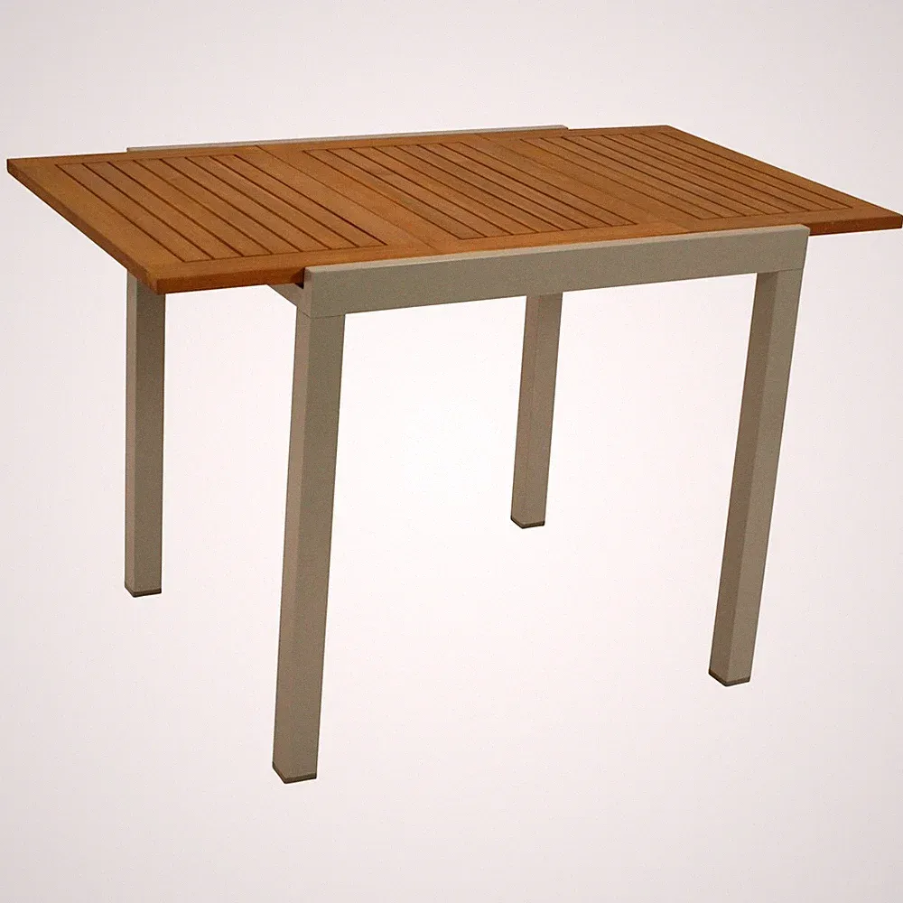 Gartentisch ausziehbar 80/120x70 cm aus Aluminium & Holz Esstisch Ausziehtisch