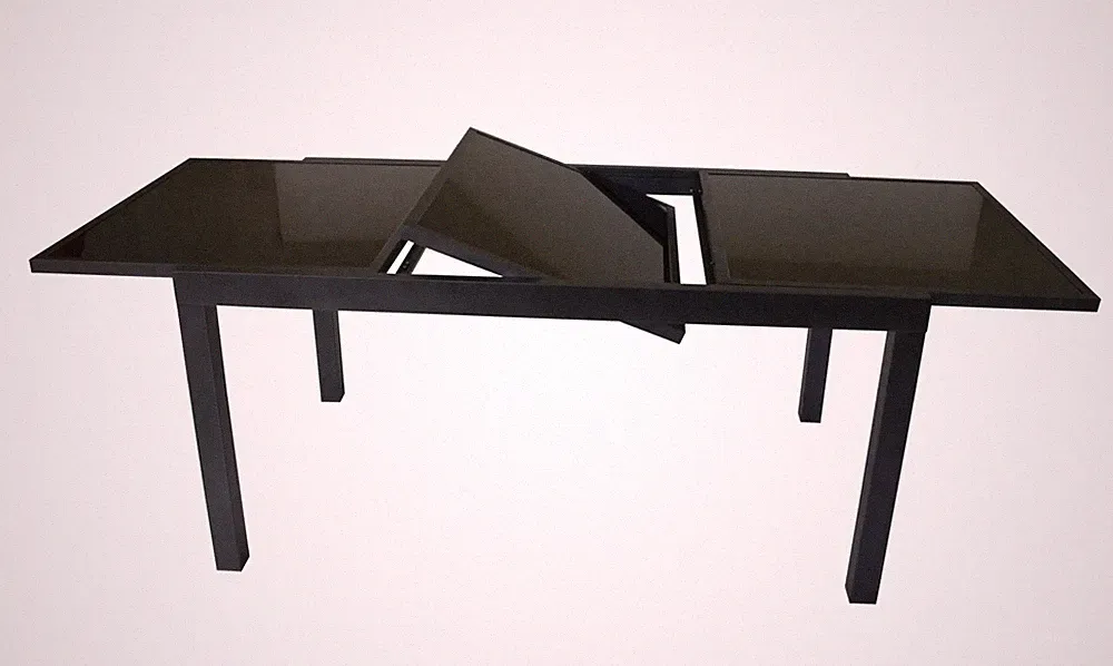 Gartentisch ausziehbar Alu Glas 150-210x90cm schwarz Outdoor Esszimmertisch