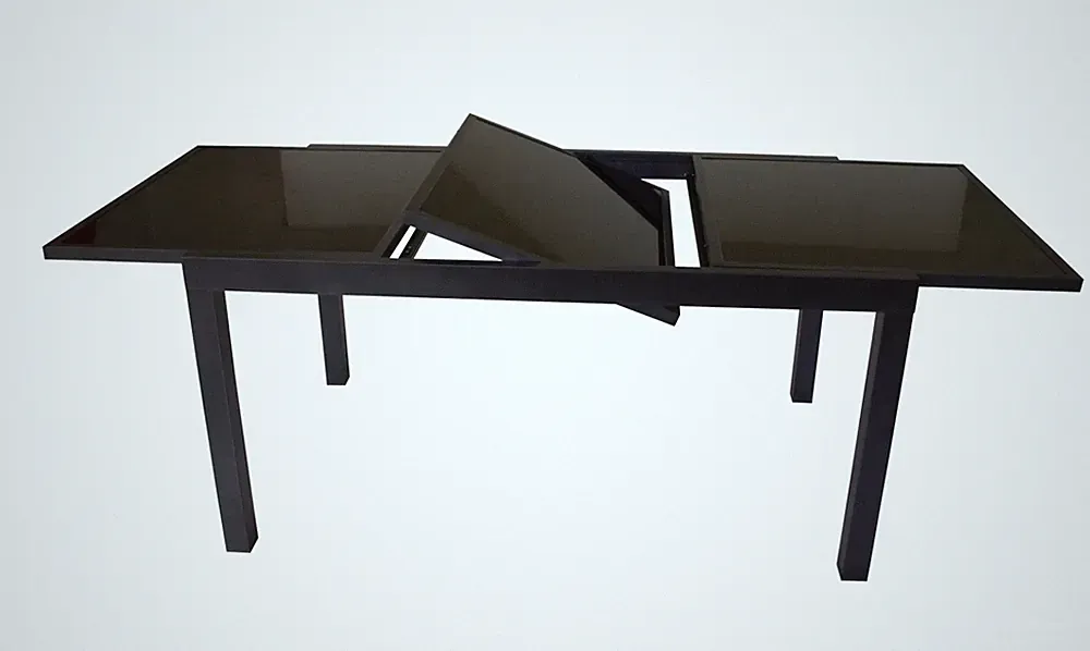 Gartentisch ausziehbar Alu Glas 150-210x90cm schwarz Outdoor Esszimmertisch