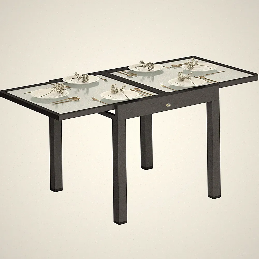 Gartentisch ausziehbar Aluminium 160x80 cm Wetterfest Buffettisch rutschfest