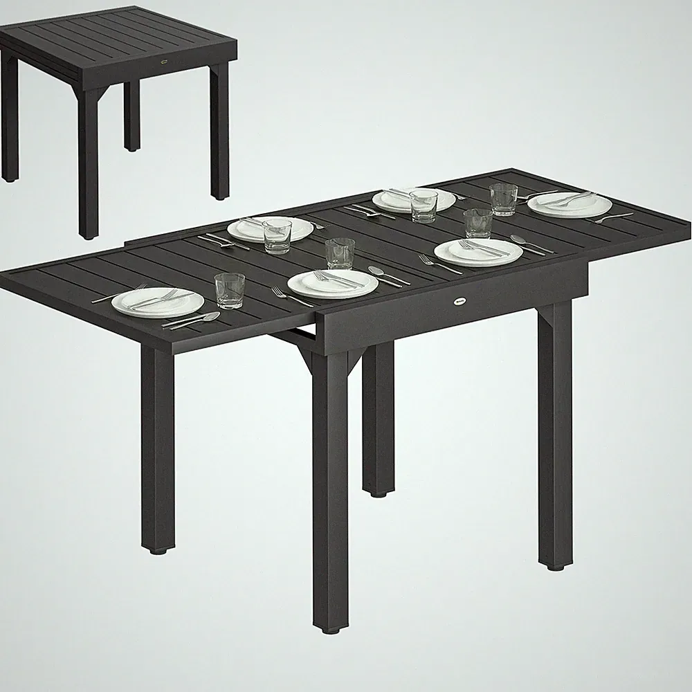 Gartentisch Ausziehbar Aluminium Schwarz 80-160cm Modern Terrassentisch
