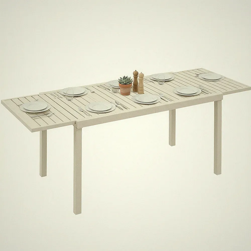 Gartentisch Ausziehbar Aluminium Weiß 150-225x85x75cm Esstisch Outdoor