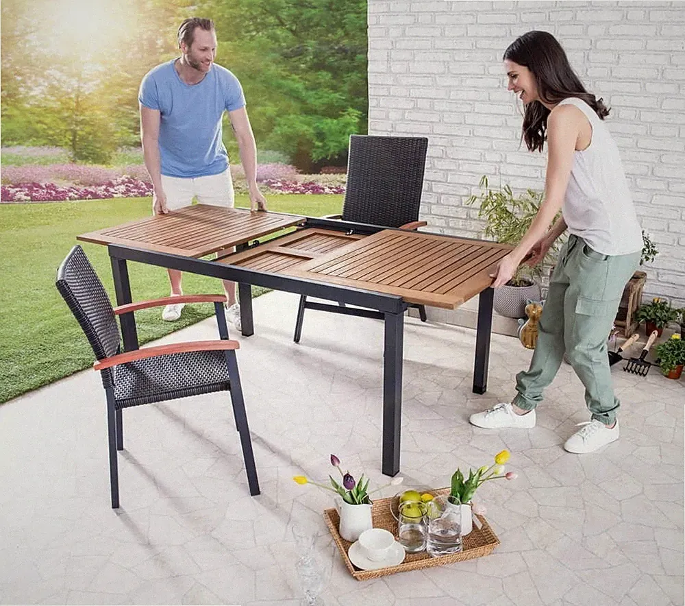 Gartentisch ausziehbar aus Aluminium GENUA Braun SE