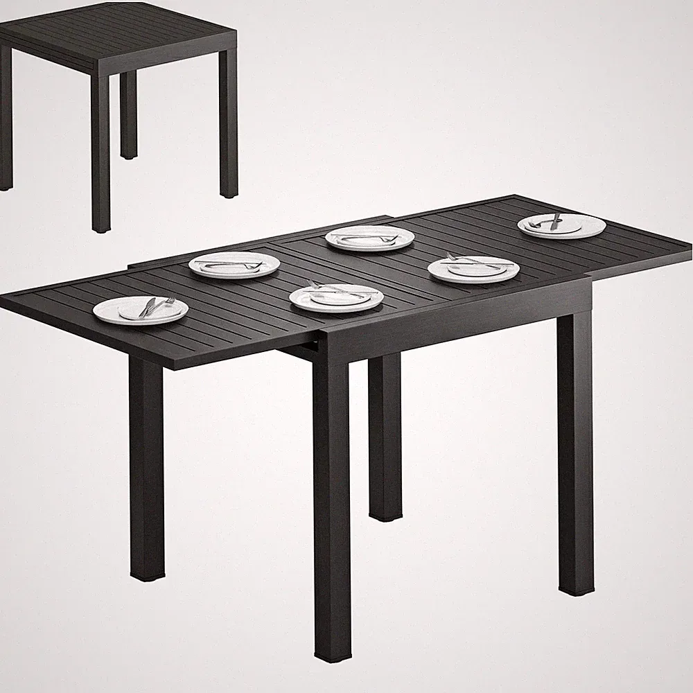 Gartentisch Ausziehbarer 80/160 x 80 cm Aluminium Esstisch für 4-6 Personen