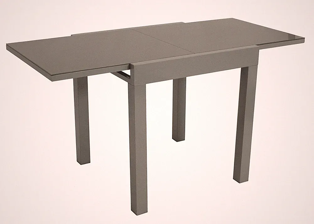 Gartentisch Ausziehtisch Balkontisch Glastisch MARINA Alu Glas,140x70cm, grau