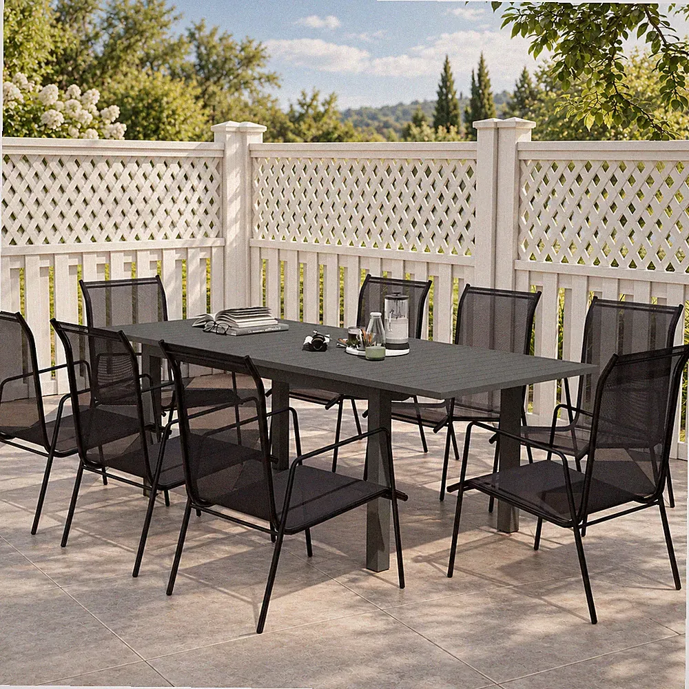 Gartentisch Ausziehtisch Esstisch Aluminium 6-8 Personen Wetterfest Grau 220 cm