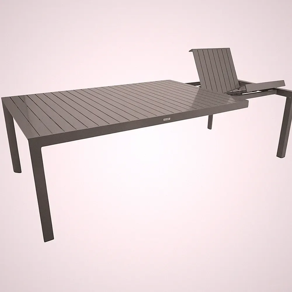 Gartentisch Ausziehtisch Esstisch Tisch LAGOS XL 195/255x120cm, Alu silbergrau