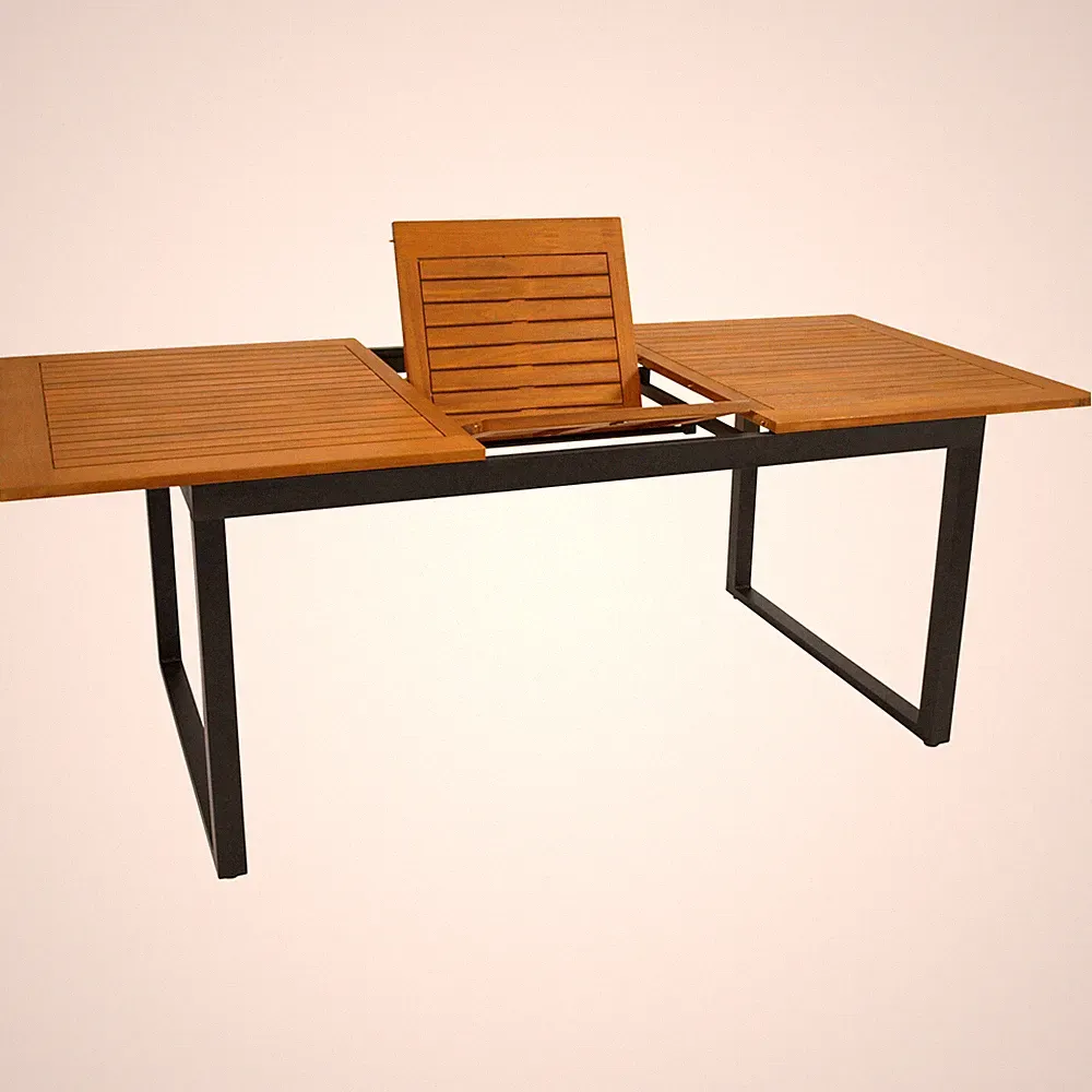 Gartentisch Ausziehtisch Gartenmöbel Tisch Eßtisch RIVELLO 150/200x90cm Alu Holz