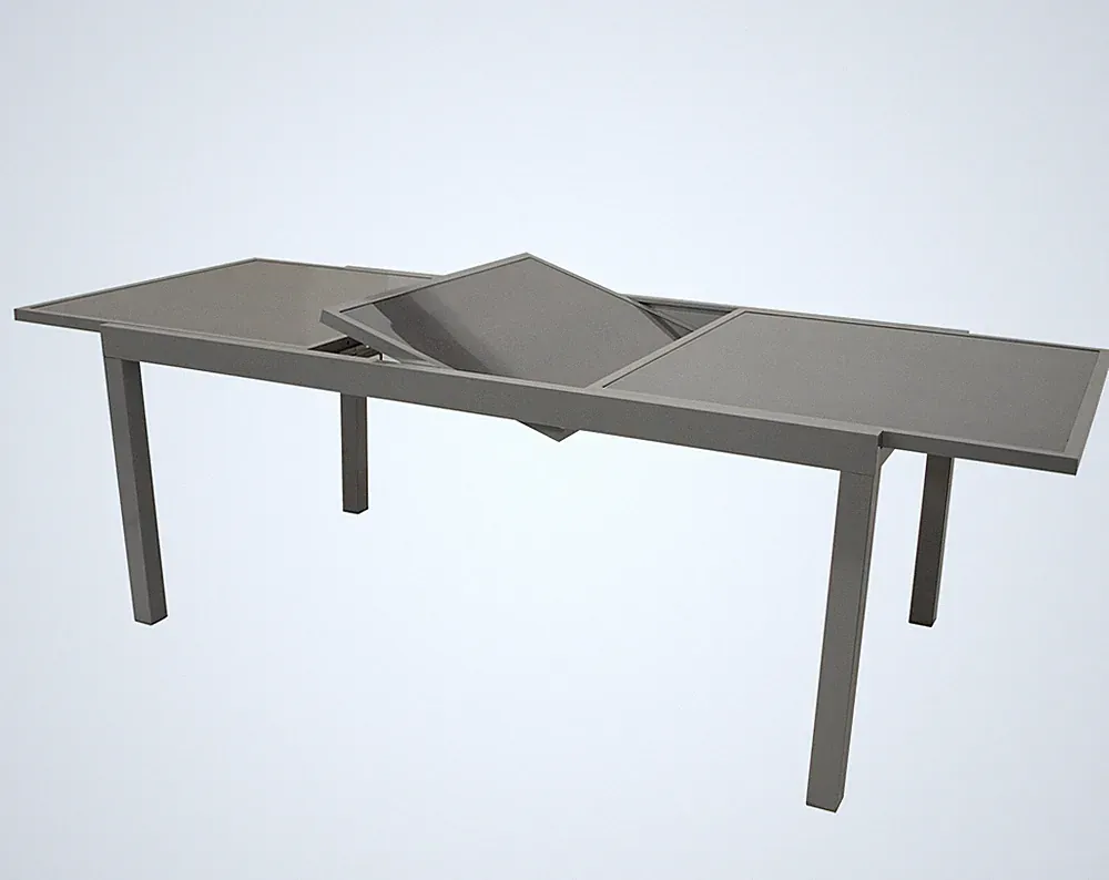 Gartentisch Ausziehtisch Gartenmöbel Tisch Glastisch PISA Alu grau Glas 90x200cm