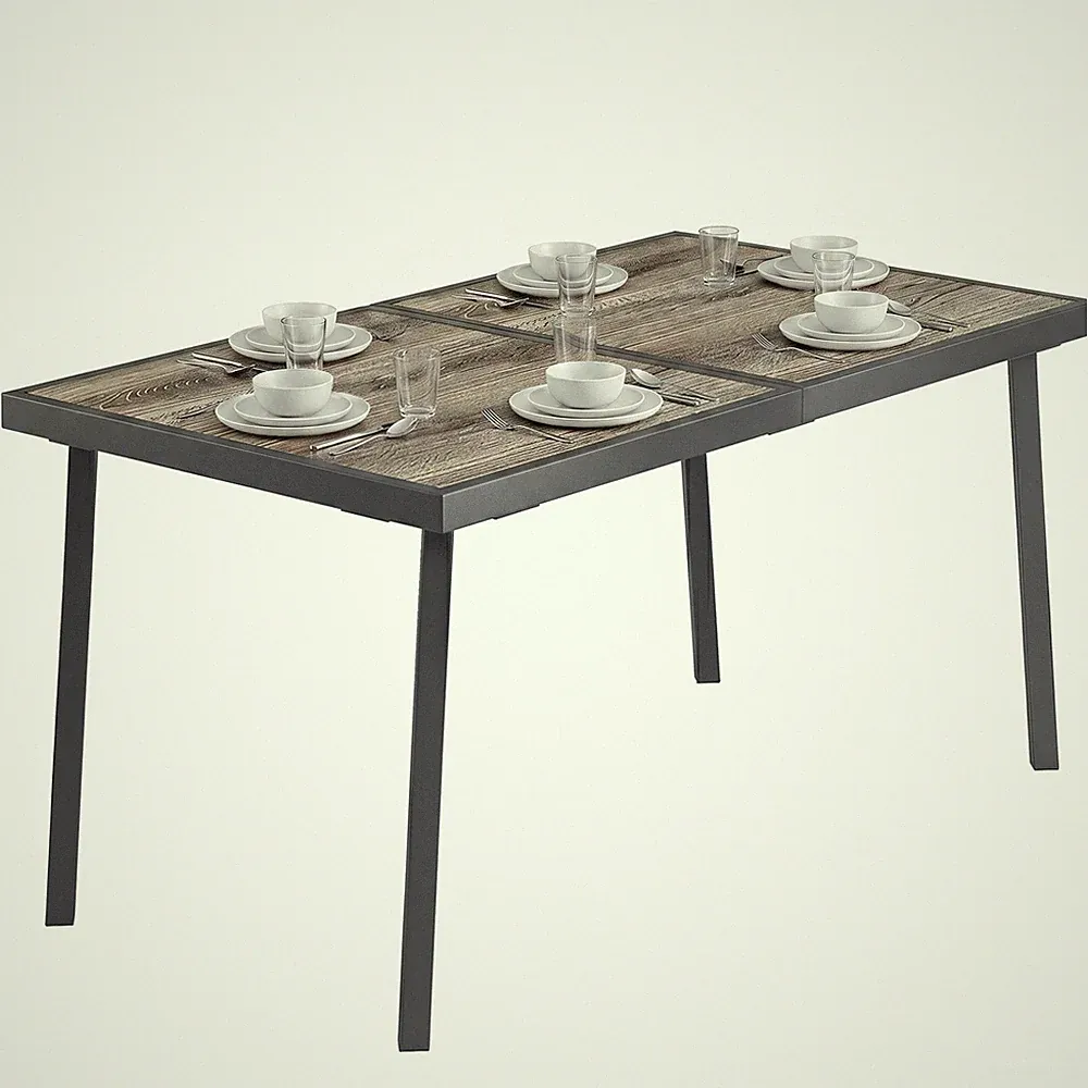 Gartentisch, Balkontisch, 145 x 85cm Terrassentisch für 6 Personen mit Holzoptik
