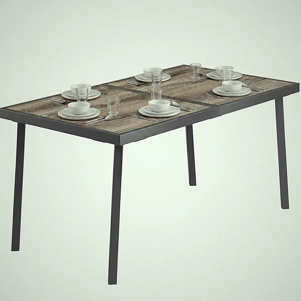 Gartentisch, Balkontisch, 145 x 85cm Terrassentisch für 6 Personen mit Holzoptik