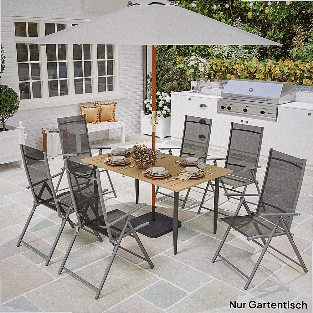 Gartentisch, Balkontisch aus Stahl, Balkontisch mit Schirmloch Refurbished