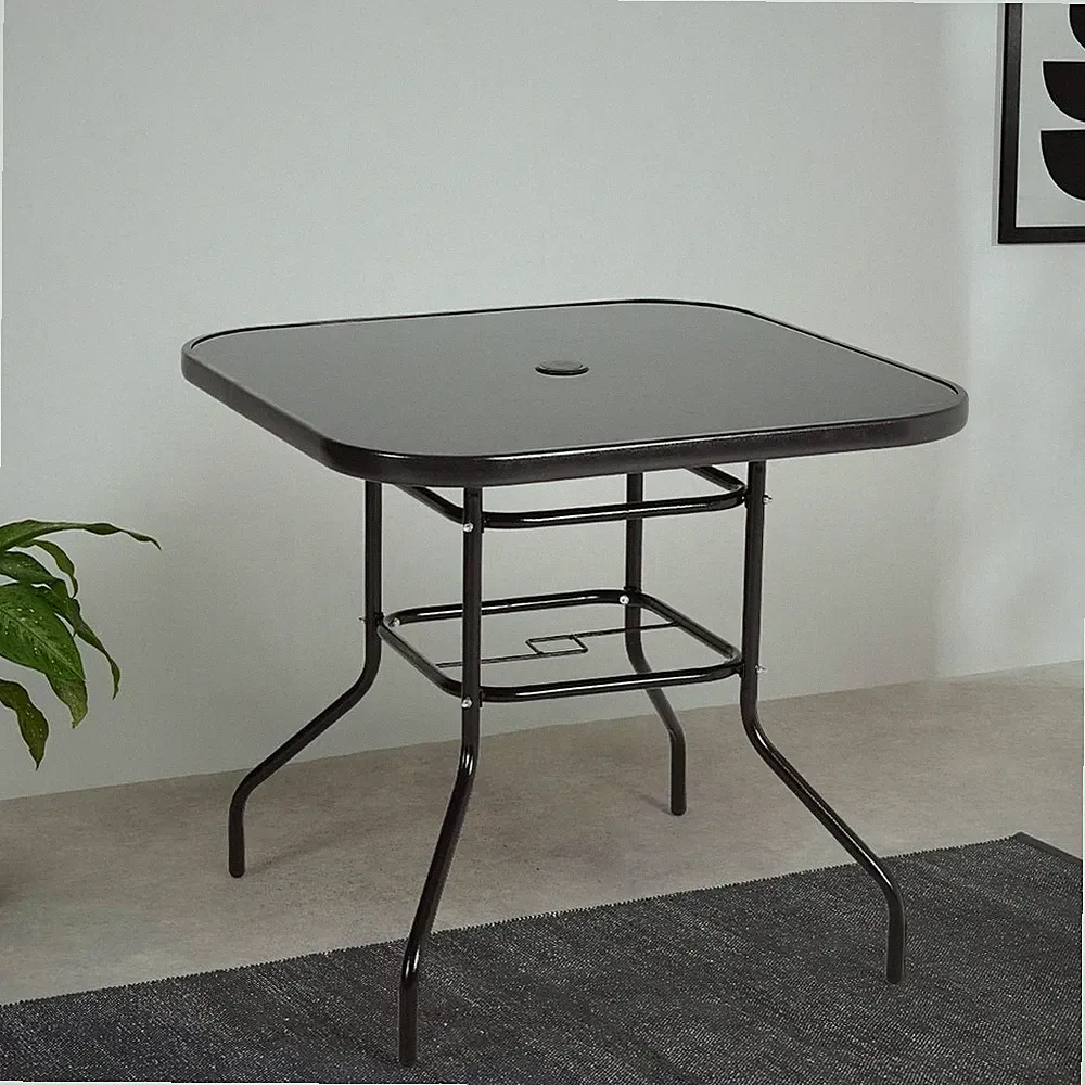 Gartentisch Balkontisch Bistrotisch Terrassentisch mit Schirmloch 80x80x72cm