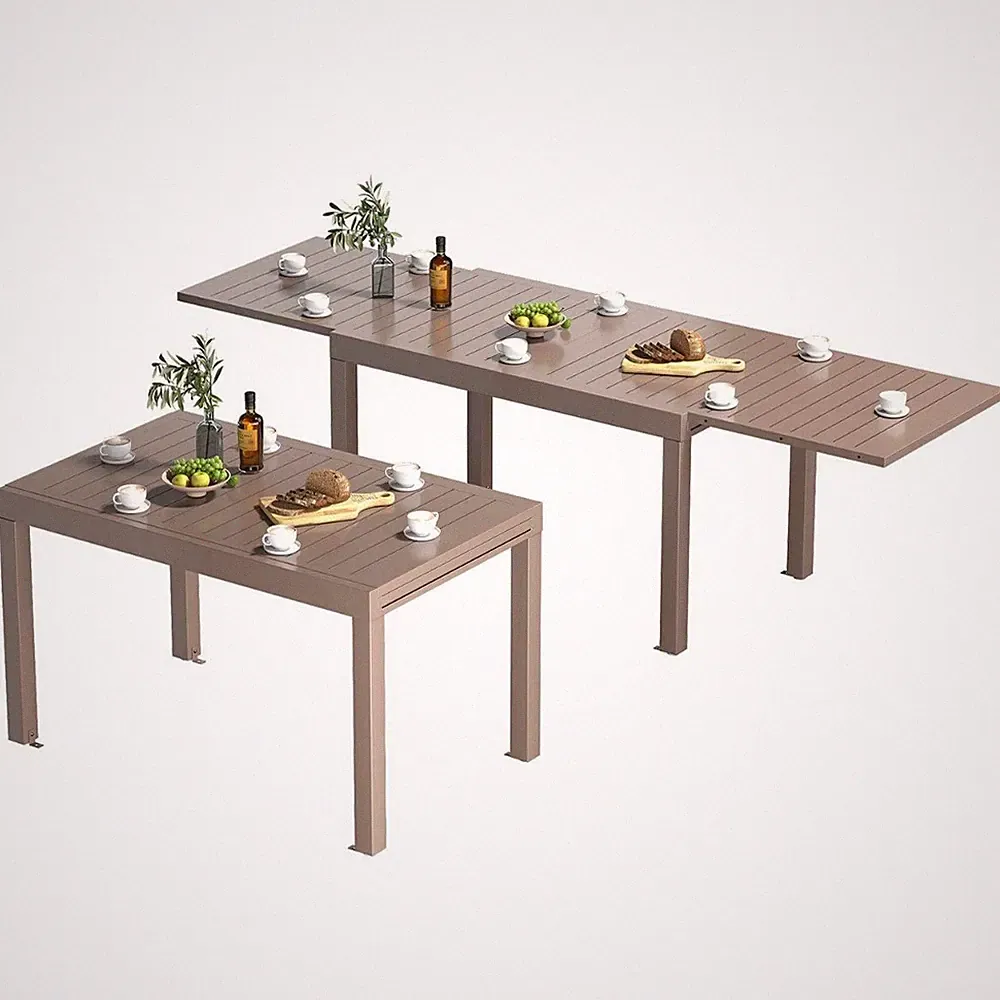 Gartentisch Balkontisch rostfreies Aluminium Ausziehtisch für 6-8 Personen Braun