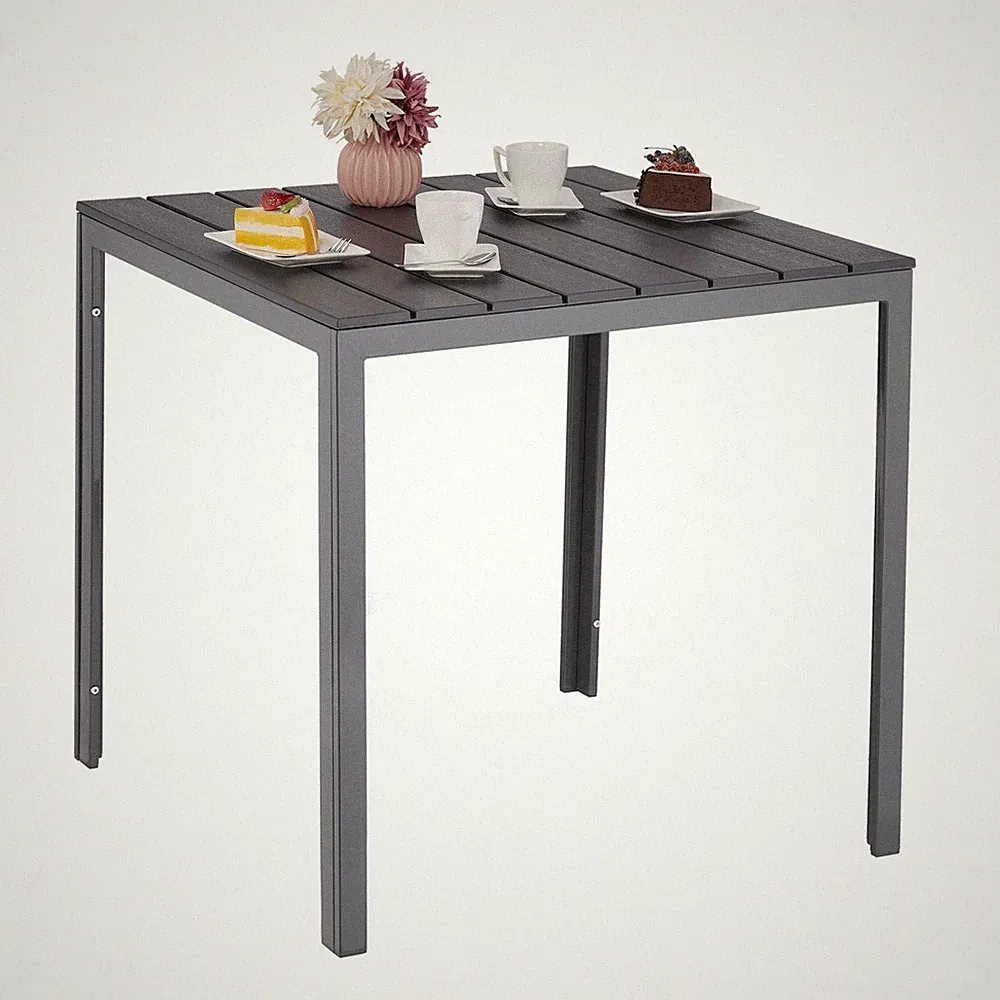 Gartentisch Balkontisch Terrassentisch Outdoor-Tisch wetterfest grau quadratisch