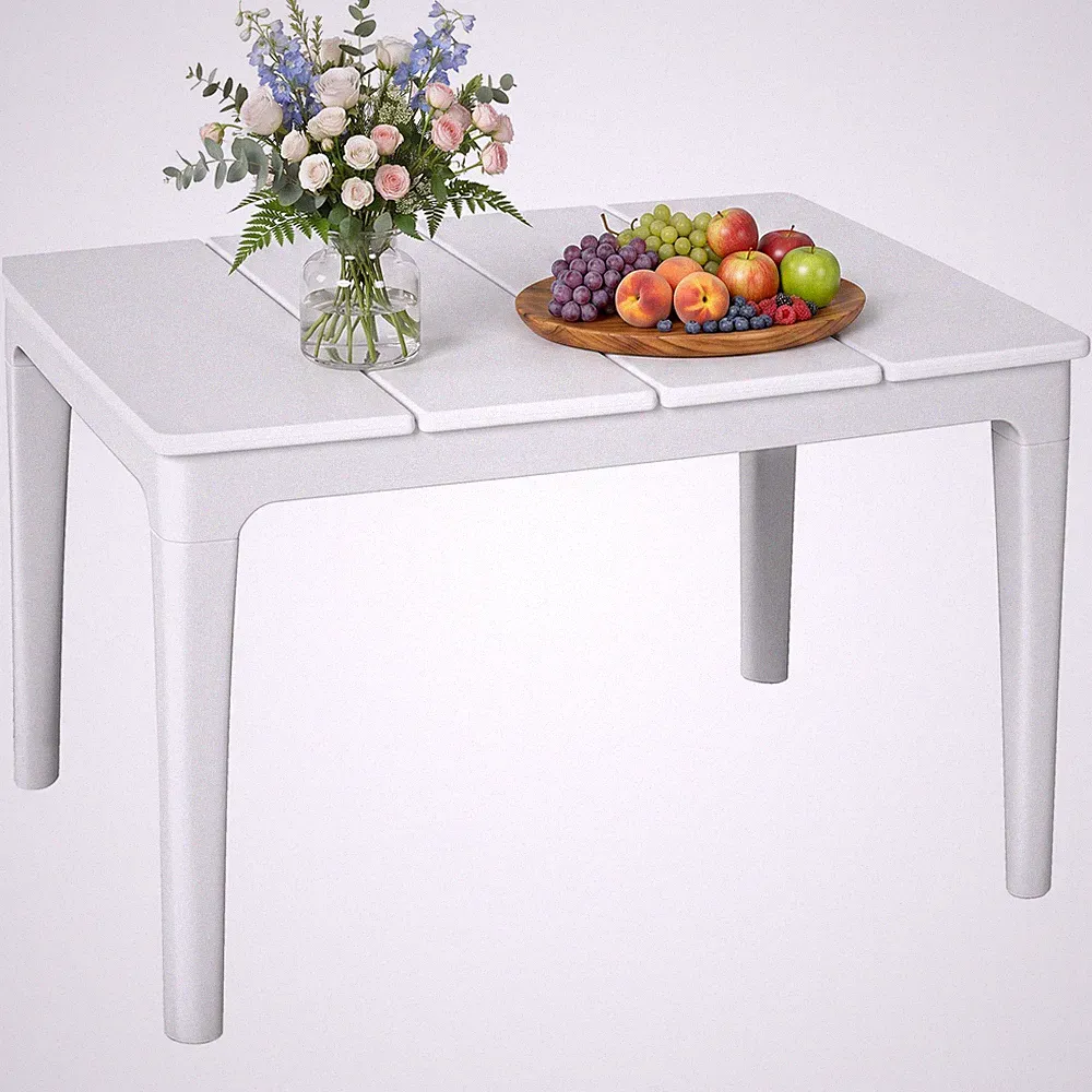 Gartentisch Beistelltisch A-T1005-01-10930 53x70x39cm Cremeweiß Kunststoff