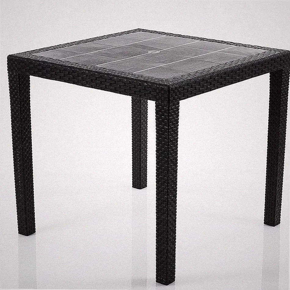 Gartentisch Beistelltisch DEFEKT Rattan Optik 80x80 cm Anthrazit 3. WAHL