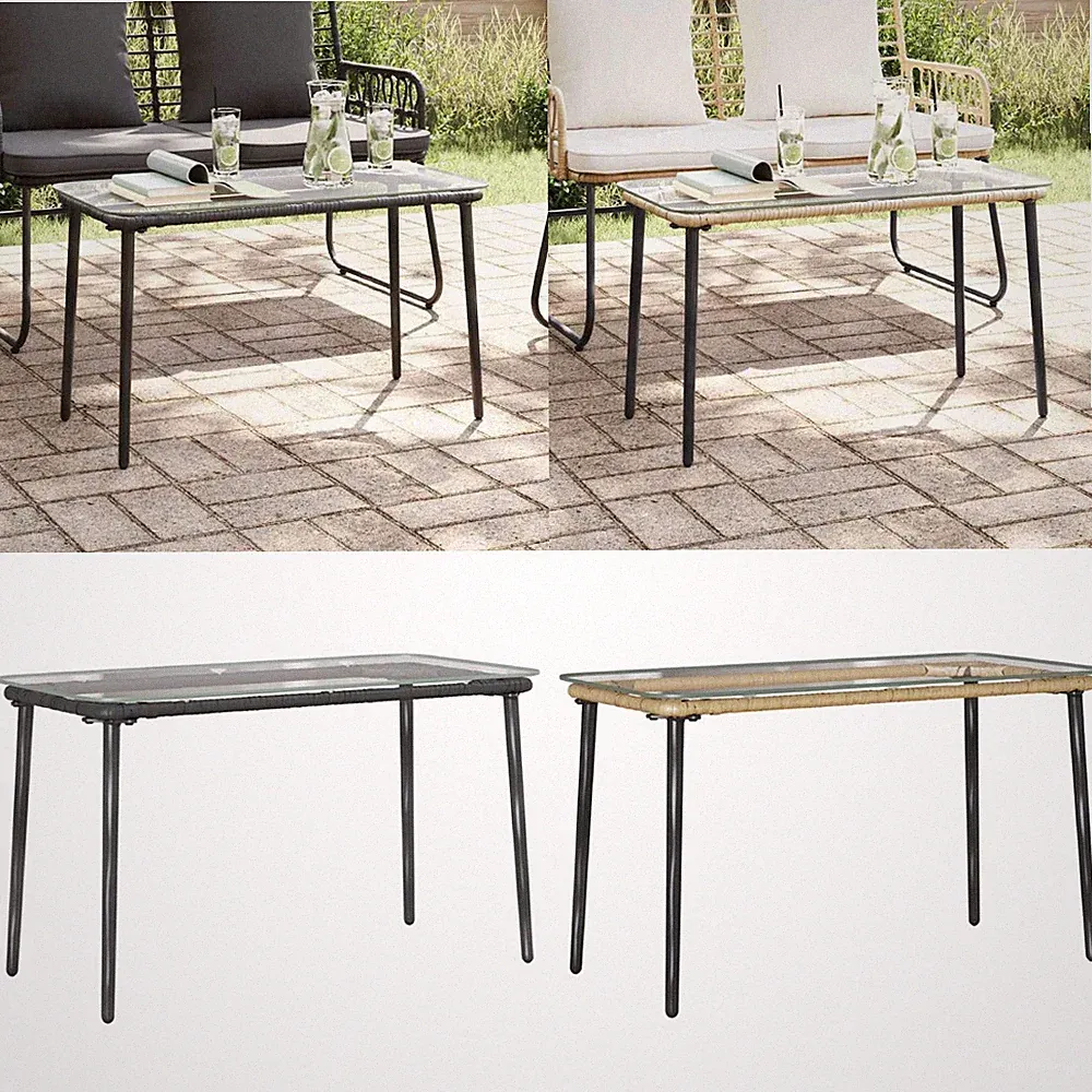 Gartentisch Beistelltisch Esstisch Terrassentisch Poly Rattan Akazienholz vidaXL