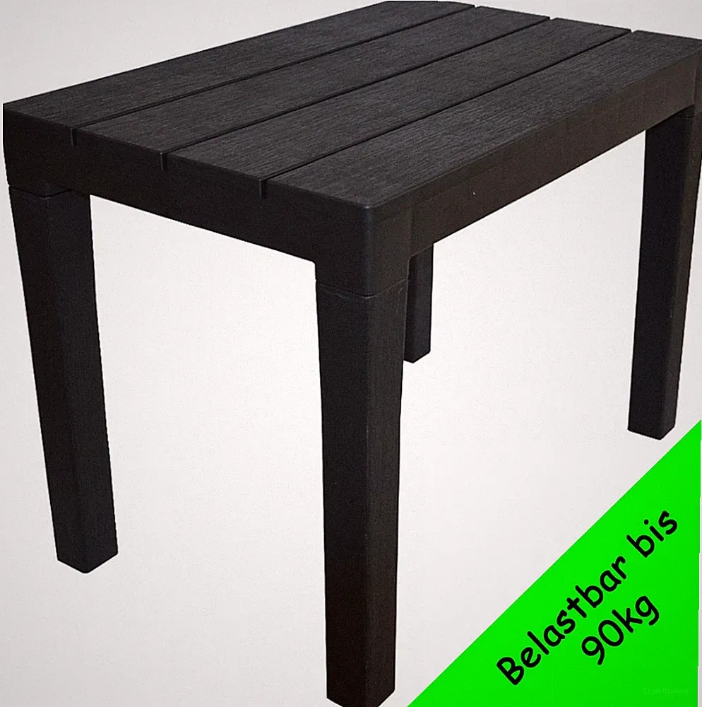Gartentisch Beistelltisch Kunststoff 60x40 cm Anthrazit 90KG belastbar Holzoptik
