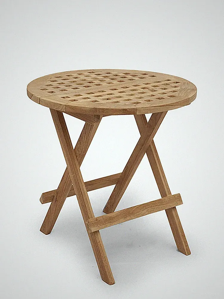 Gartentisch Beistelltisch rund aus massiven Teakholz klappbar 50 x 50 cm (2691)