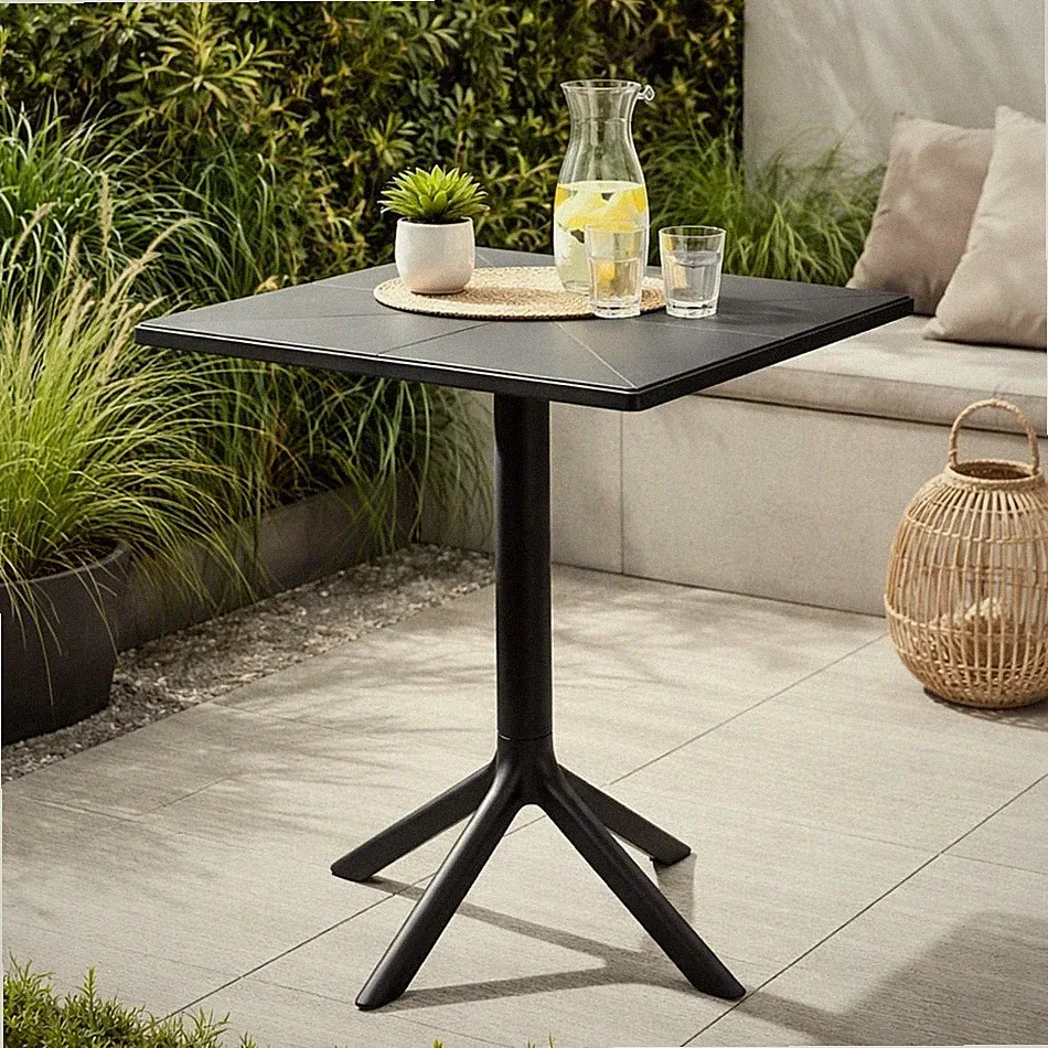 Gartentisch Bistrotisch Balkontisch 76x60x60cm Kunststoff Schwarz Garten Bistro