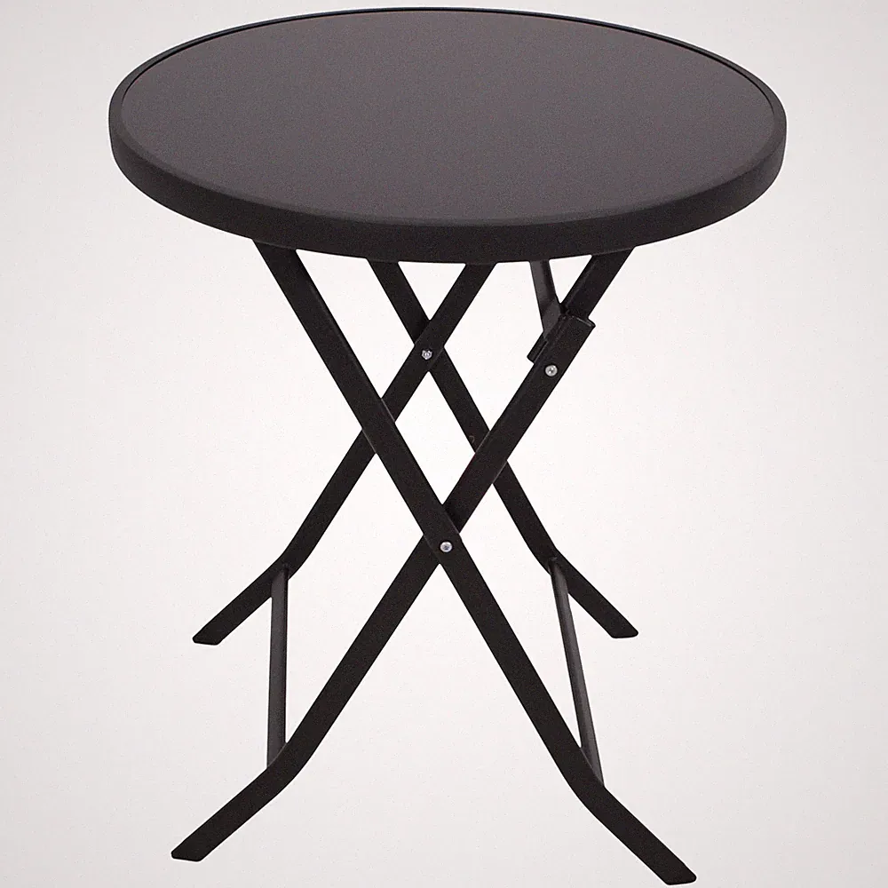 Gartentisch Bistrotisch Balkontisch Klapptisch MILANO 60cm Metall Glas schwarz