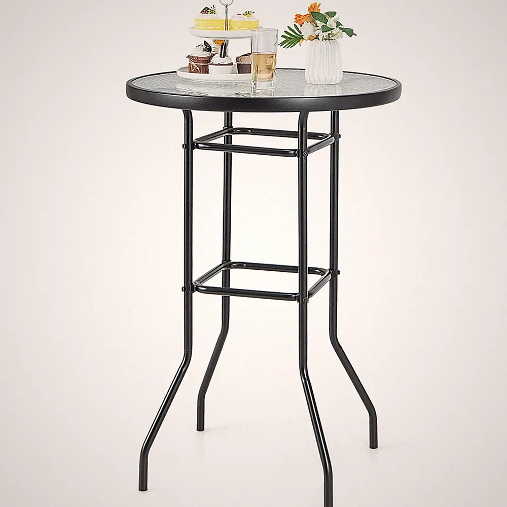 Gartentisch Bistrotisch Stehtisch aus Glas rund Ø 68 cm