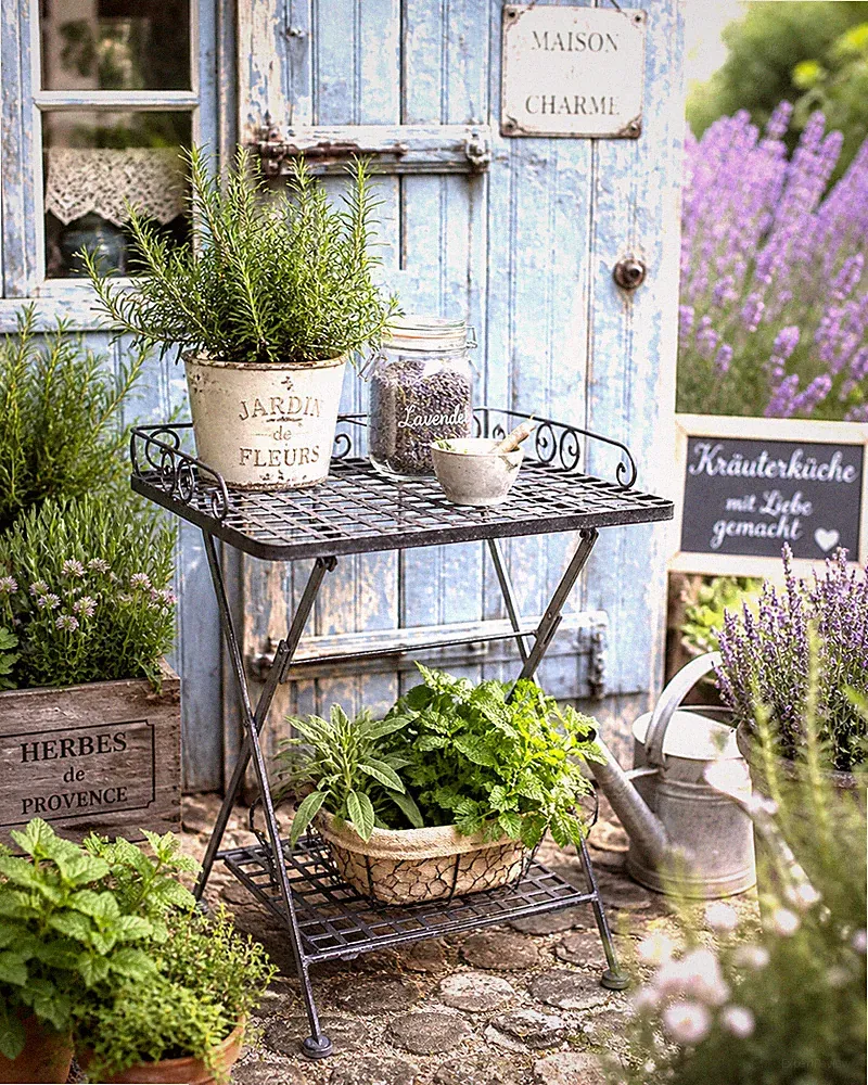 Gartentisch Blumenständer antikbraun Blumentisch BEISTELLTISCH klappbar Metall