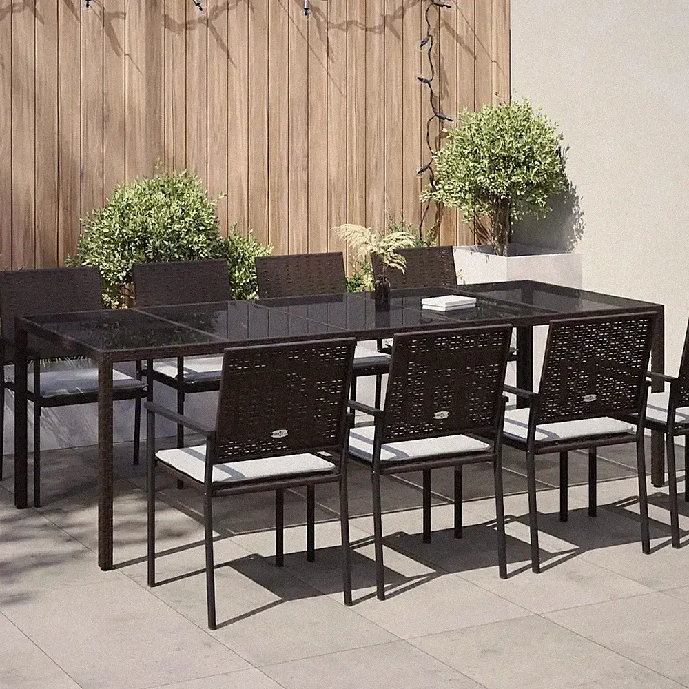 Gartentisch Braun 250 x 100 x 75 cm Poly-Rattan