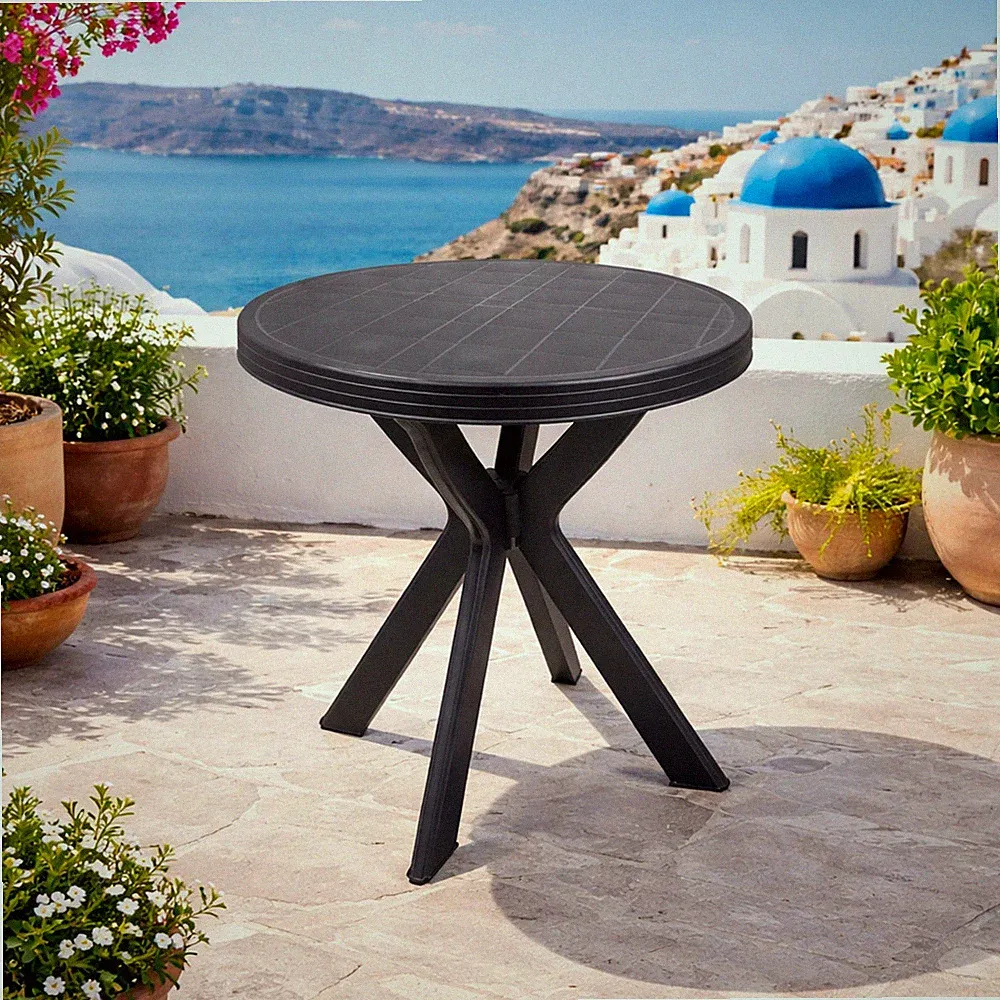 Gartentisch Don Ø70cm Kunststoff Terrasse Anthrazit rund Balkontisch Bistrotisch