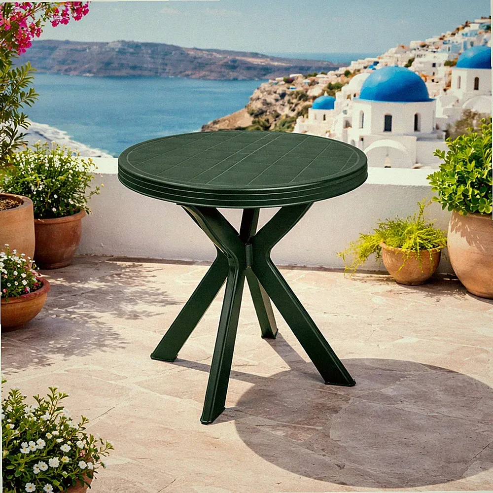 Gartentisch Don Ø70cm Kunststoff Terrasse Grün rund Balkontisch Bistrotisch