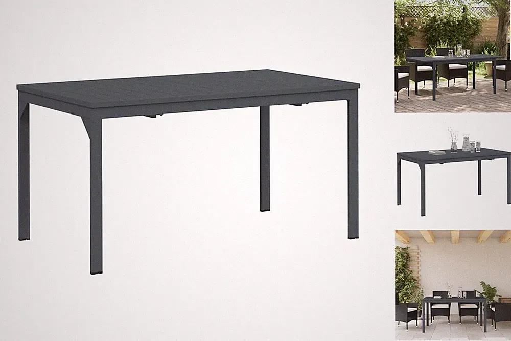 Gartentisch Dunkelgrau 180x80 Cm Aluminium Wetterfest Erweiterbar Für Garten