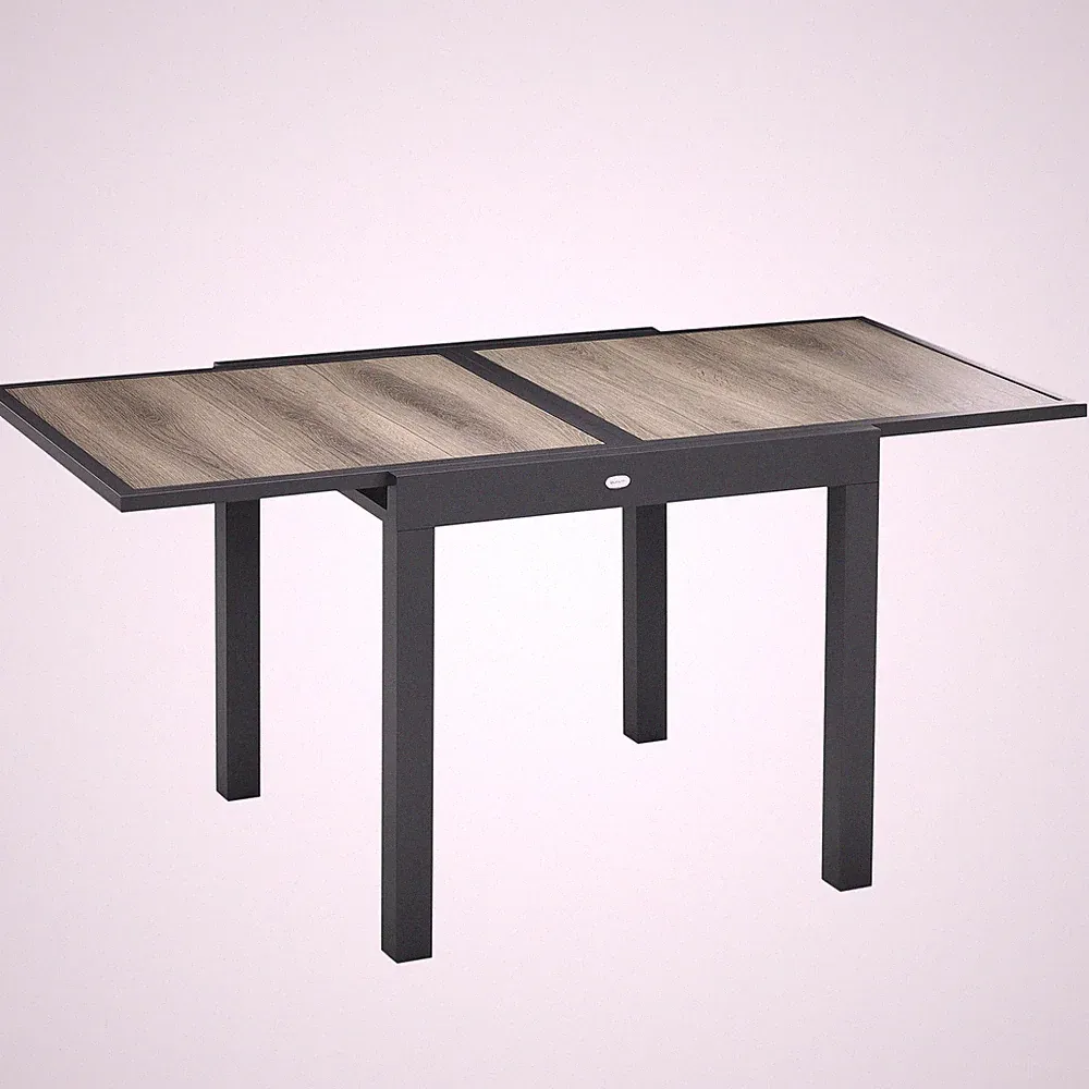 Gartentisch, Esstisch für Garten mit Ausziehbarer Tischplatte, Alu Refurbished