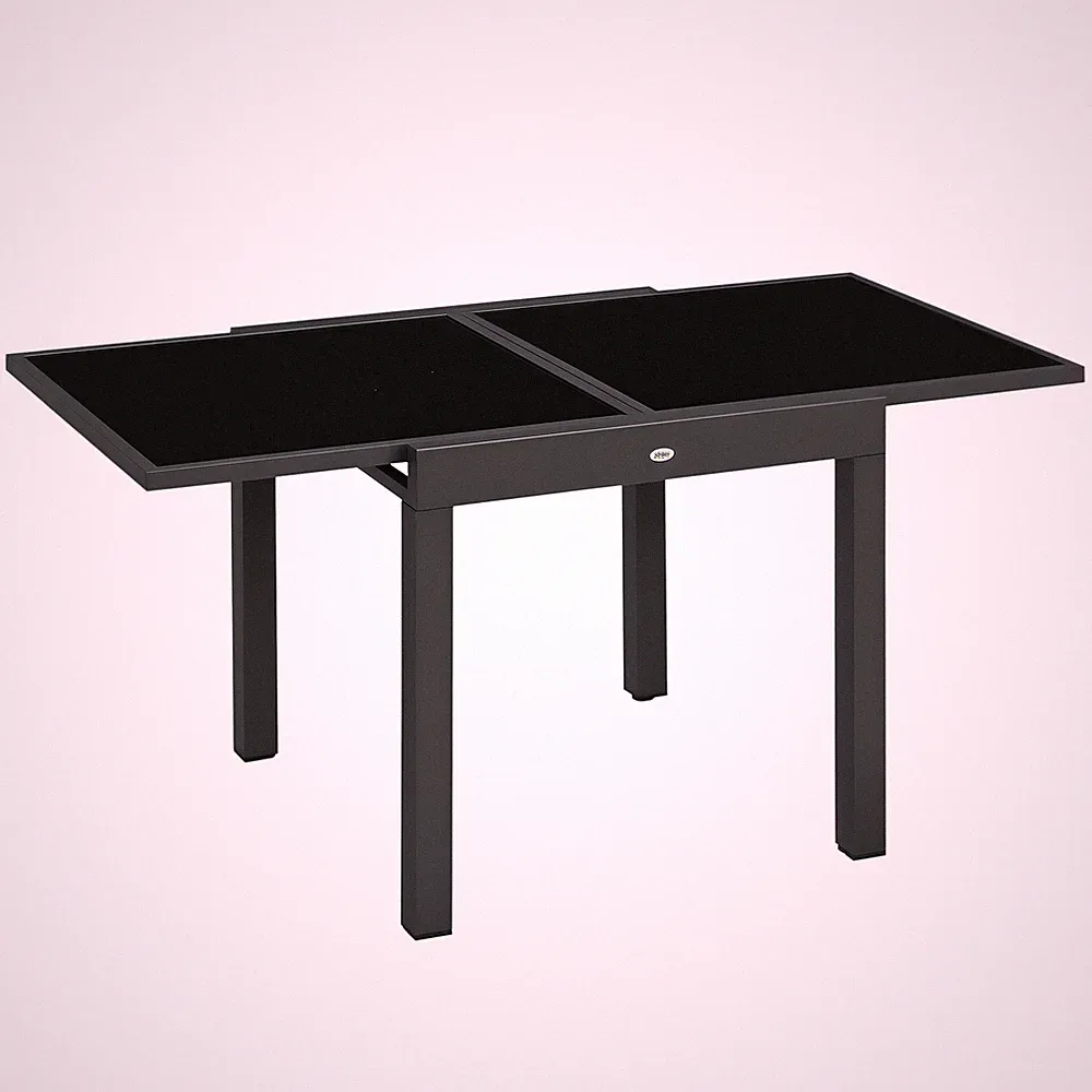 Gartentisch Esstisch für Garten mit Klappbarer Tischplatte, Schwarz, 160x80x75cm