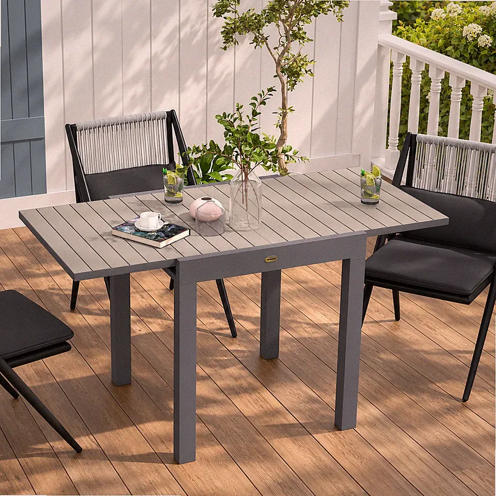 Gartentisch Esstisch Outdoortisch Terrassentisch Grau für 6 Personen Wetterfest