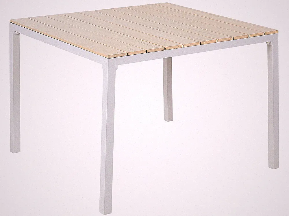 Gartentisch für 4 Personen 95 x 95 cm Aluminium weiß Kunstholz beige Prato