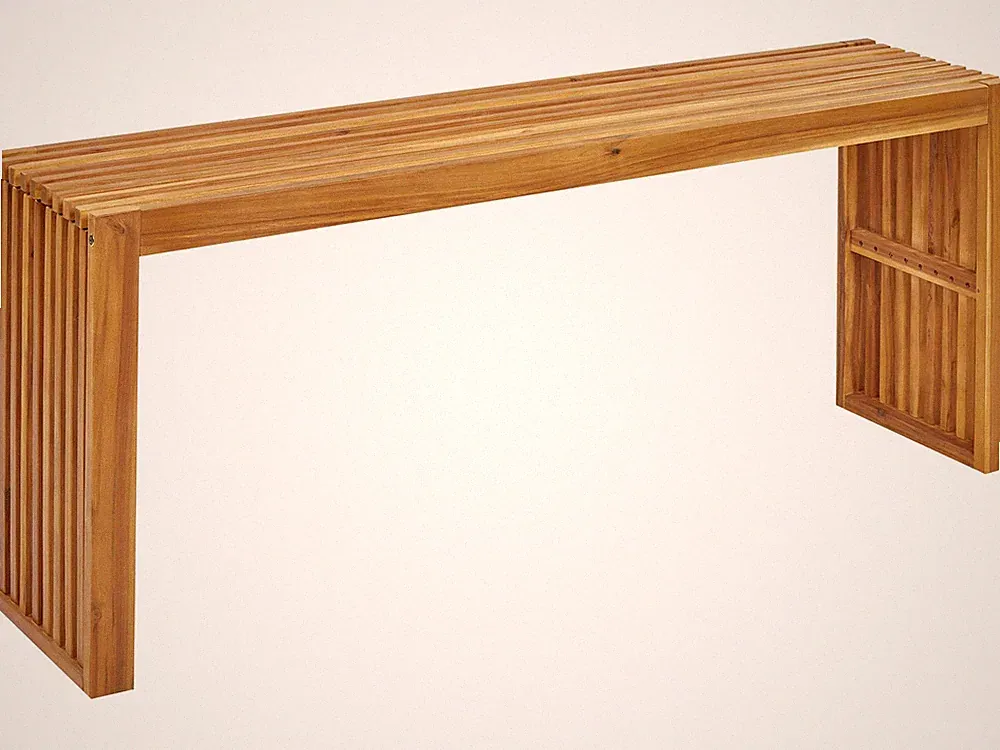 Gartentisch für 4 Personen Akazienholz hellbraun 150 x 35 cm U-Form Bellano