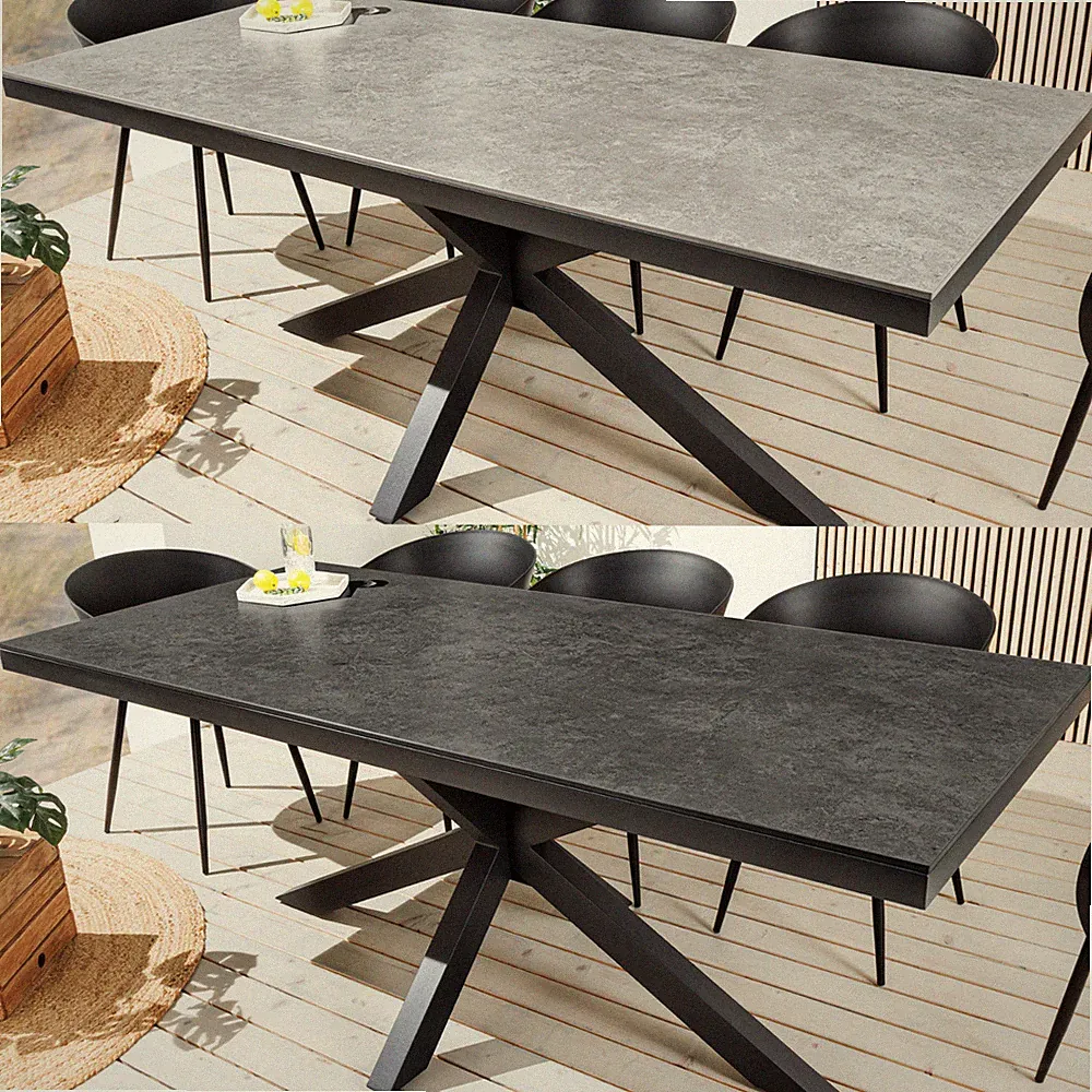 Gartentisch GALAXIE - FARB-/GRÖSSENWAHL - Keramik Aluminium - Sterngestell Tisch